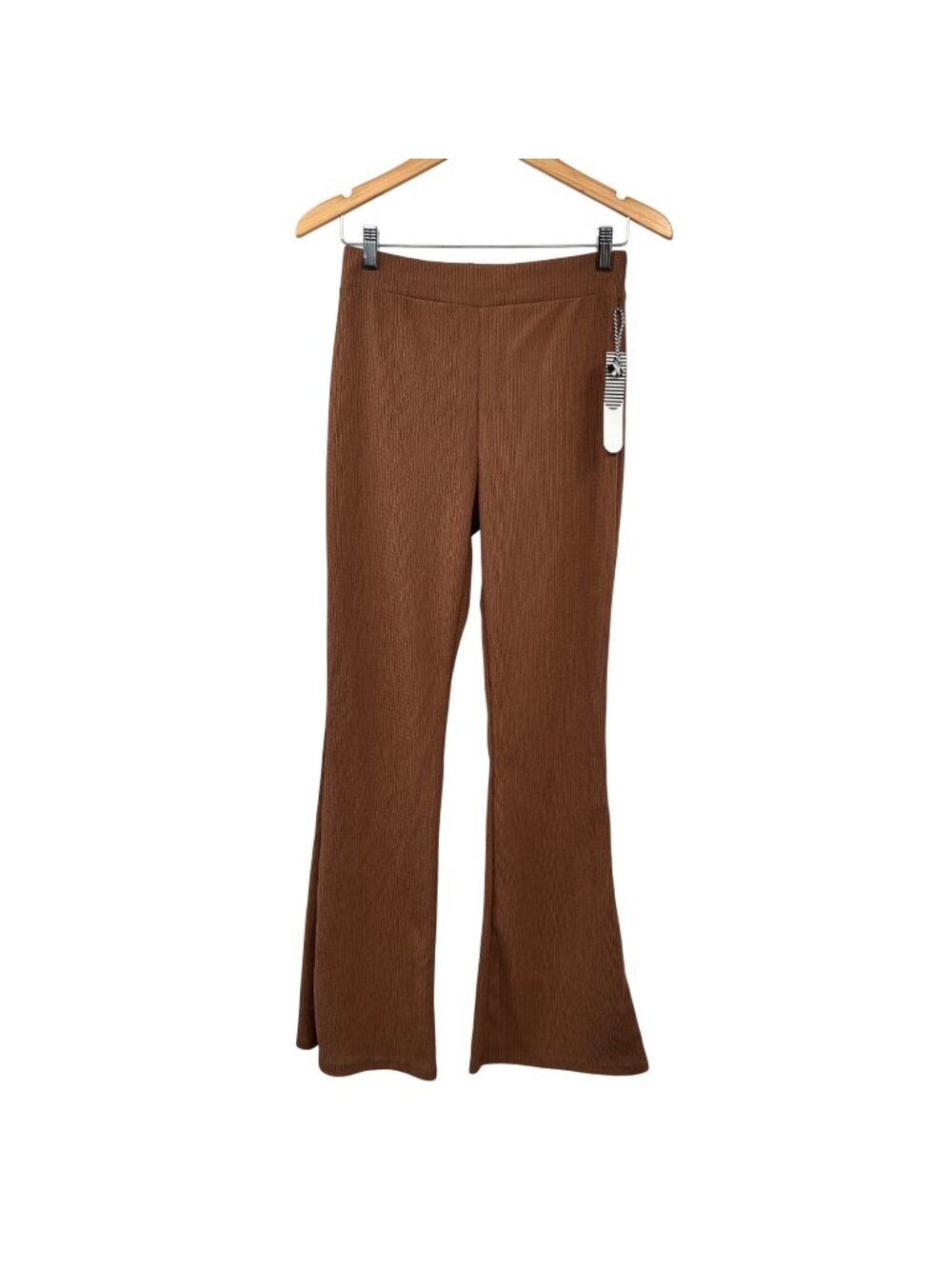 Story On Womens Flare Leg Pants Pull On Textured Brown Size Medium New